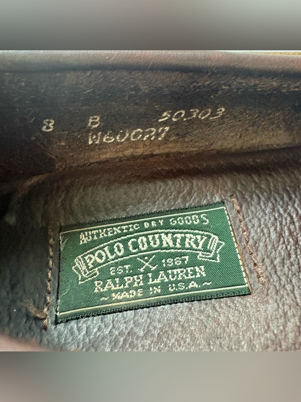 Vintage Polo Country Ralph Lauren Women 8 B Brown Leather Boat Shoes Made USA - Picture 2 of 9